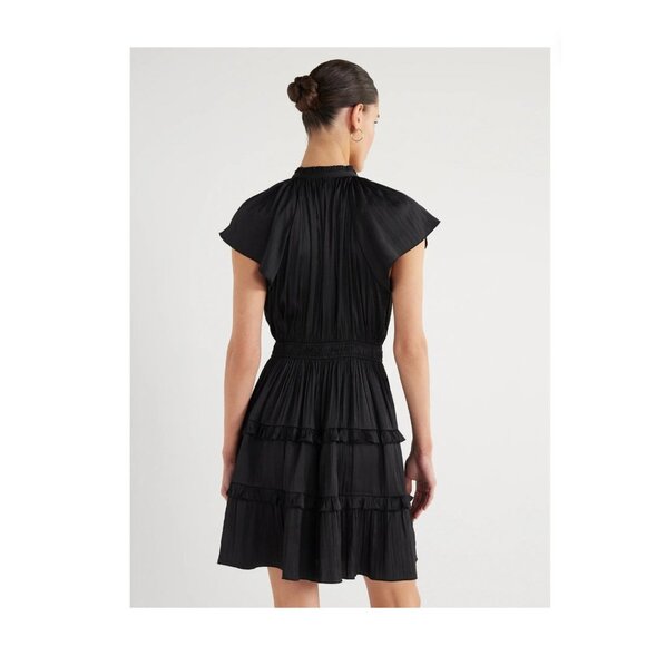 NWT Women’s Satin Mini Ruffle Dress w/ Cap Sleeves – Size XS 0-2 (Scoop) - Picture 3 of 6